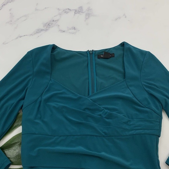WHBM White House Black Market Instantly Slimming Sheath Dress Size 8 Teal - Picture 2 of 10